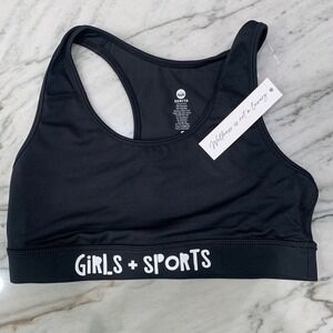 Senita Athletics Girls‎ + Sports Bra Top Black Racerback Activewear Small